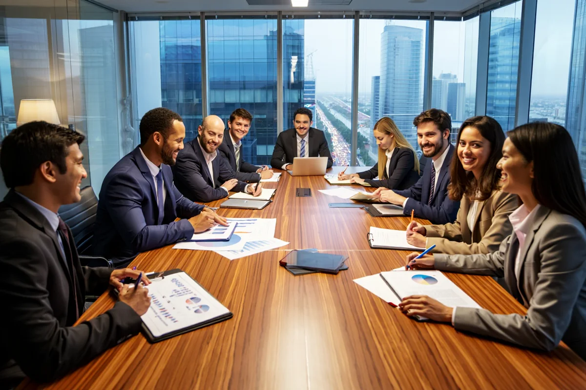 Réunion professionnelle avec supports numériques consultables